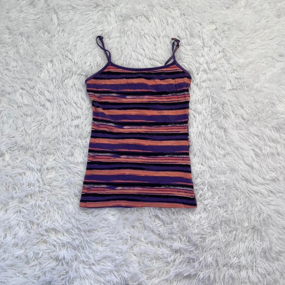 y2k purple & orange striped tank top small